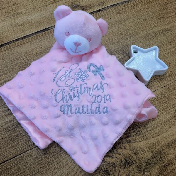 Personalised My First Christmas Embroidered Teddy Bear Comforter